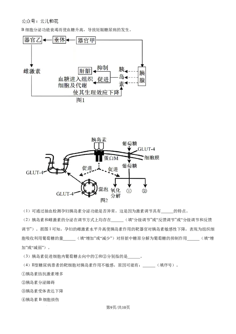 精品解析：吉林省2024-2025学年高二上学期10月月考生物试题（原卷版）_2024-2025高二（7-7月题库）_2024年10月试卷_1025吉林部分学校2024-2025学年高二上学期10月月考