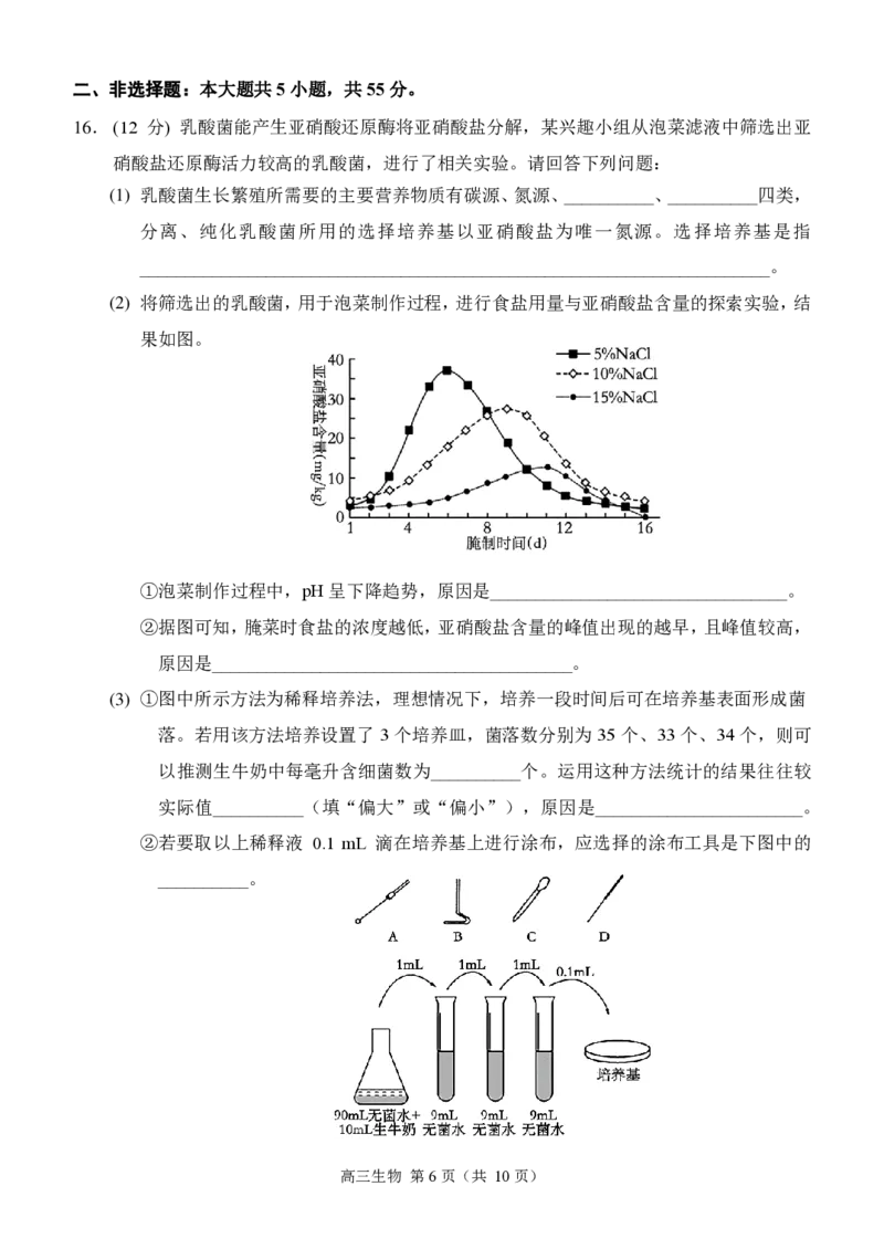 重庆市西南大学附属中学2024-2025学年高三上学期11月阶段性检测生物试卷_2024-2025高三（6-6月题库）_2024年11月试卷_1112重庆市西南大学附属中学2024-2025学年高三上学期11月阶段性检测
