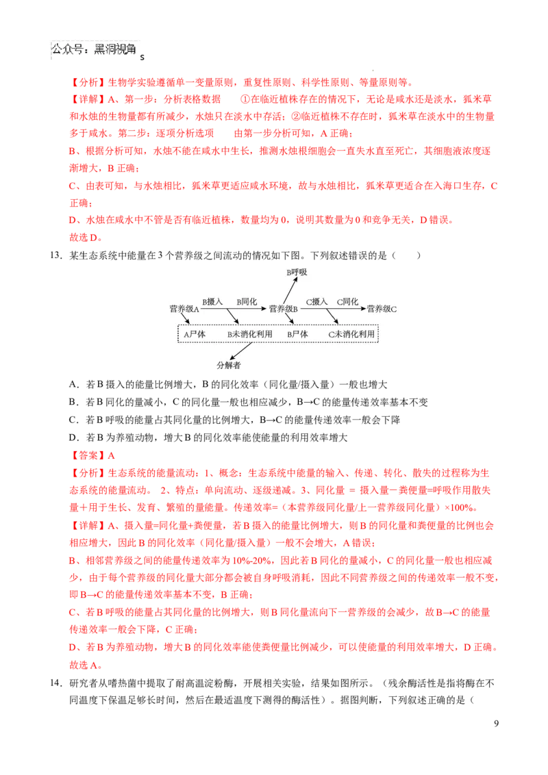 生物考前猜想卷01（全解全析）_2024-2025高三（6-6月题库）_2024年12月试卷_12072025届&ldquo;八省联考&rdquo;考前猜想卷_生物（15+5）-2025年1月&ldquo;八省联考&rdquo;考前猜想卷