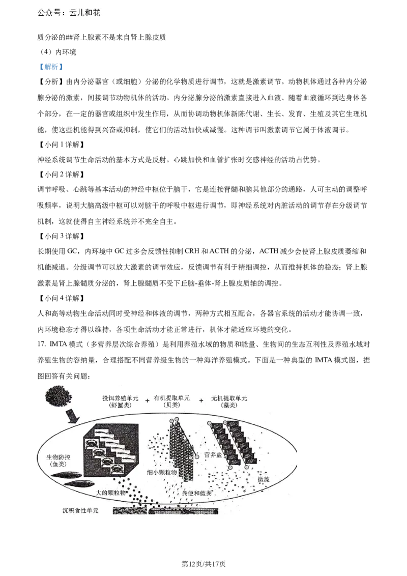 精品解析：安徽省安徽省县中联盟期末联考2023-2024学年高二下学期7月期末生物试题（解析版）_2024-2025高二（7-7月题库）_2024年07月试卷