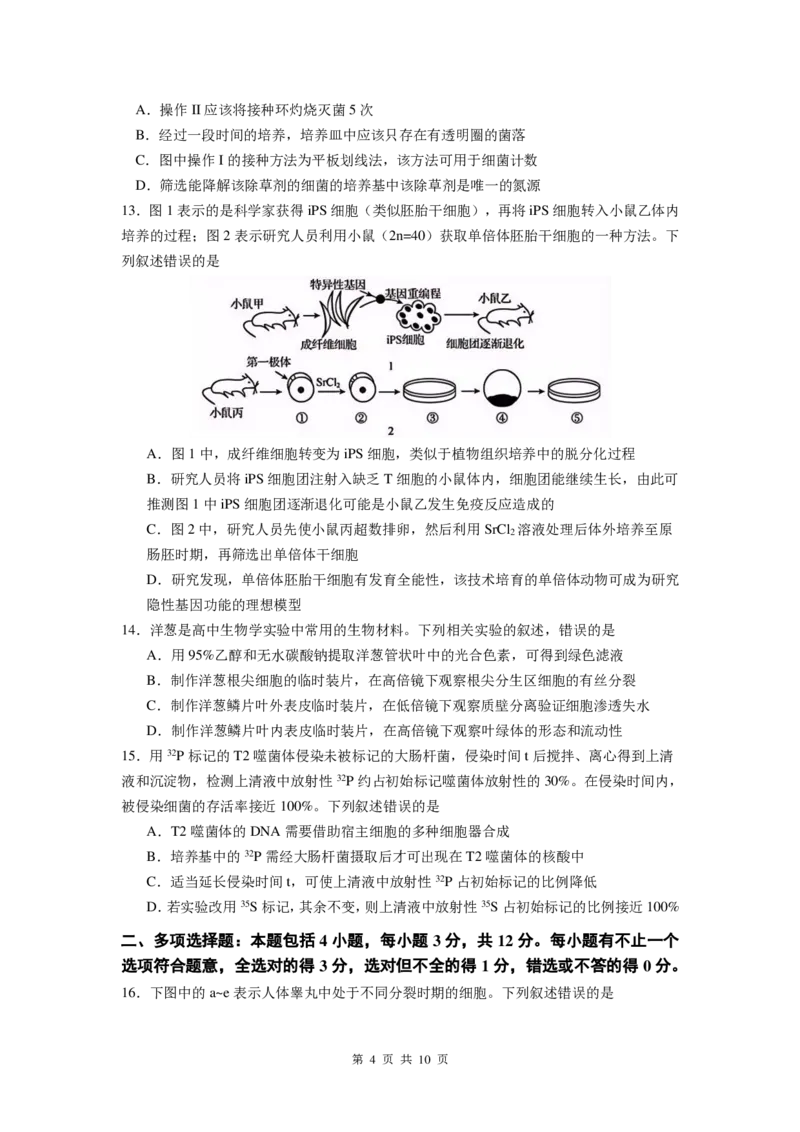 生物试卷_2024-2025高三（6-6月题库）_2024年12月试卷_1201江苏省南京市六校联合体2024-2025学年高三上学期11月联考（全科）_江苏省南京市六校联合体2024-2025学年高三上学期11月联考生物试题