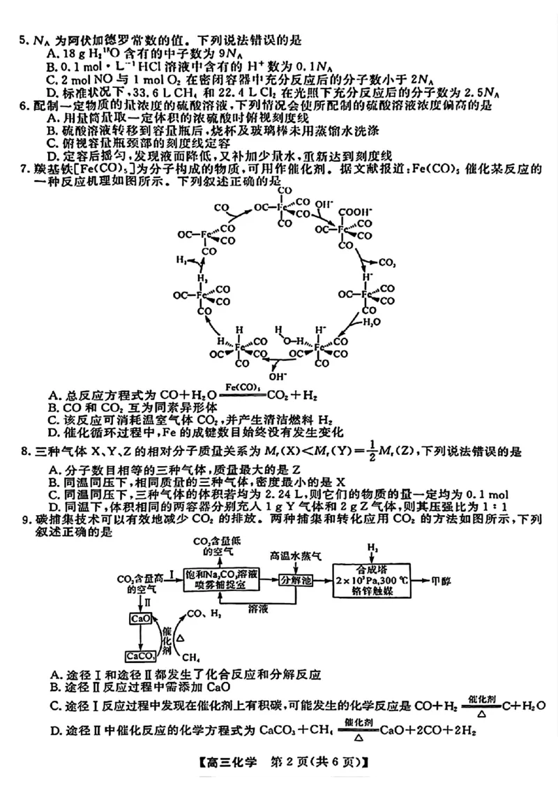 金科大联考&middot;2025届高三9月质量检测化学试卷_2024-2025高三（6-6月题库）_2024年09月试卷_0930河北省金科大联考2025届高三9月质量检测_金科大联考&middot;2025届高三9月质量检测化学