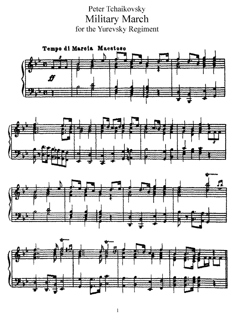 YurevskyRegimentMarch_一万首著名钢琴曲谱哈农贝多芬合集视频教学电子版高清无水印可打印_1古典钢琴知名音乐家谱_柴科夫斯基钢琴谱全集_其他