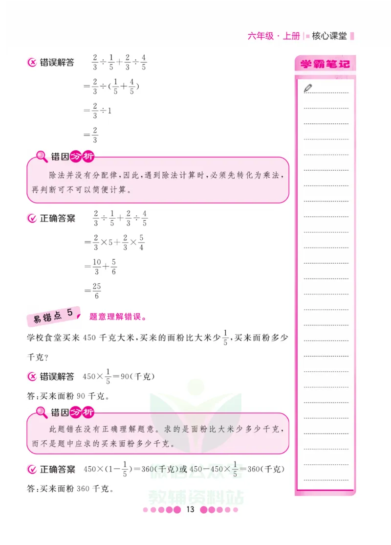 六年级上册数学苏教版易错清单_小学1-6年级全部试卷_数学_六年级_3-11-3、小学六年级数学上册_3-11-3-1、复习、知识点、归纳汇总_苏教版