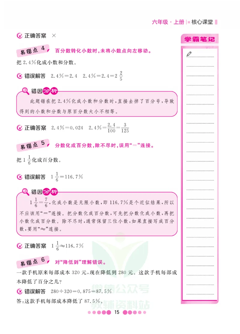 六年级上册数学苏教版易错清单_小学1-6年级全部试卷_数学_六年级_3-11-3、小学六年级数学上册_3-11-3-1、复习、知识点、归纳汇总_苏教版