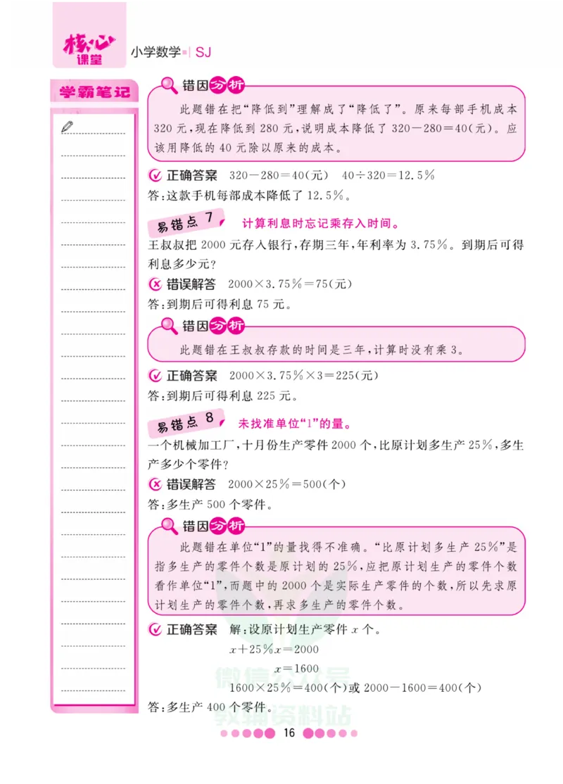 六年级上册数学苏教版易错清单_小学1-6年级全部试卷_数学_六年级_3-11-3、小学六年级数学上册_3-11-3-1、复习、知识点、归纳汇总_苏教版