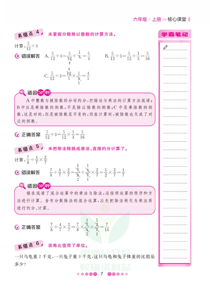 六年级上册数学苏教版易错清单_小学1-6年级全部试卷_数学_六年级_3-11-3、小学六年级数学上册_3-11-3-1、复习、知识点、归纳汇总_苏教版