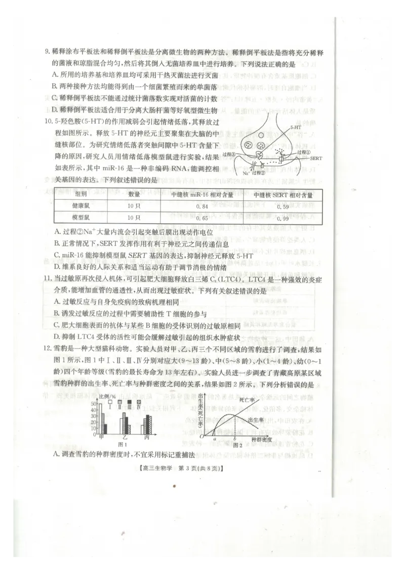 生物_2024-2025高三（6-6月题库）_2025年02月试卷_0217广西省桂林市2025届高三春季开学质量检测（金太阳334C）_广西桂林市2024-2025学年高三下学期开学质量检测生物