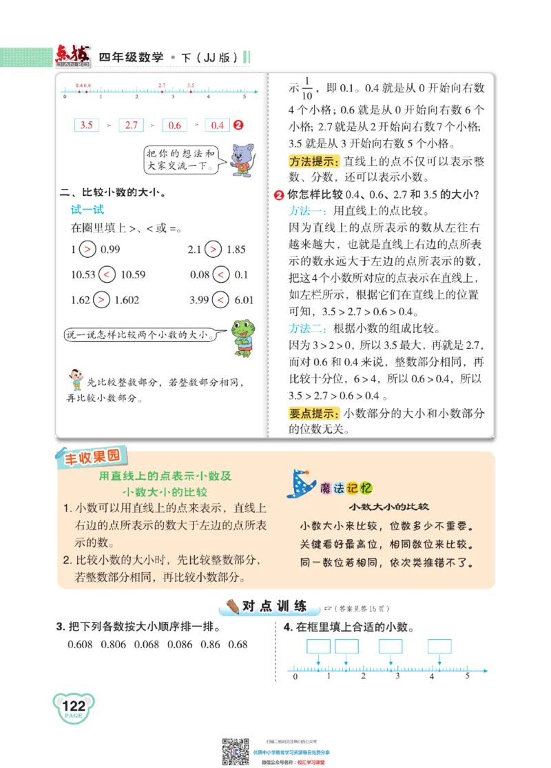 典中点点拨全解冀教版数学4年级下_小学1-6年级全部试卷_数学_四年级_3-9-4、小学四年级数学下册_3-9-4-1、复习、知识点、归纳汇总_冀教板