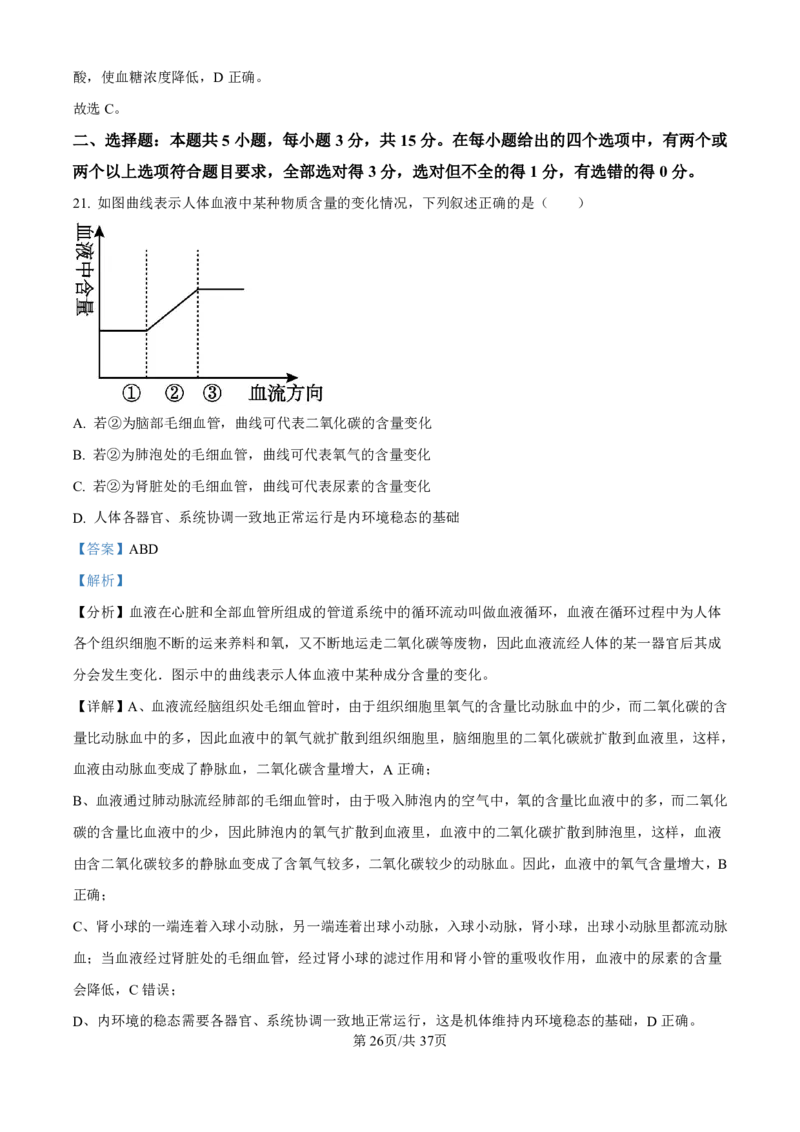 生物-河北衡水中学2024-2025学年高二上学期综合素质评价_2024-2025高二（7-7月题库）_2024年11月试卷_1120河北衡水中学2024-2025学年高二上学期综合素质评价