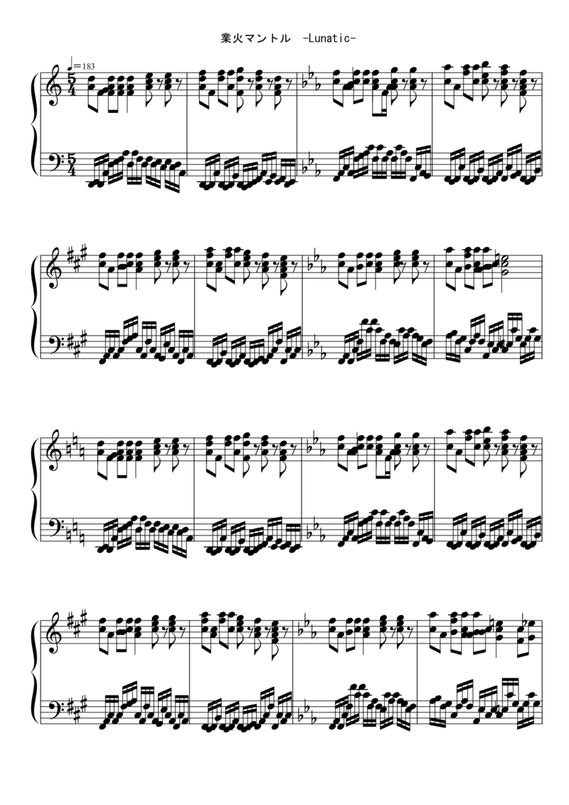 [東方ピアノEasyモード楽譜][lunatic][6]_一万首著名钢琴曲谱哈农贝多芬合集视频教学电子版高清无水印可打印_05动漫游戏钢琴谱合集_日系东方Project钢琴谱全集_东方project钢琴谱