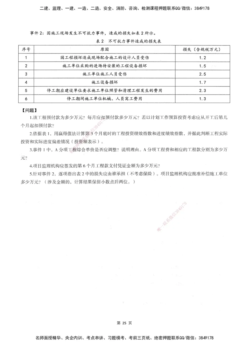 XSW-土建案例-考前密训3套卷_监理工程师_2025监理工程师_2025年监理工程师SVIP_2025年监理土建案例SVIP_05-考前密训✿央企特训✿机构普押