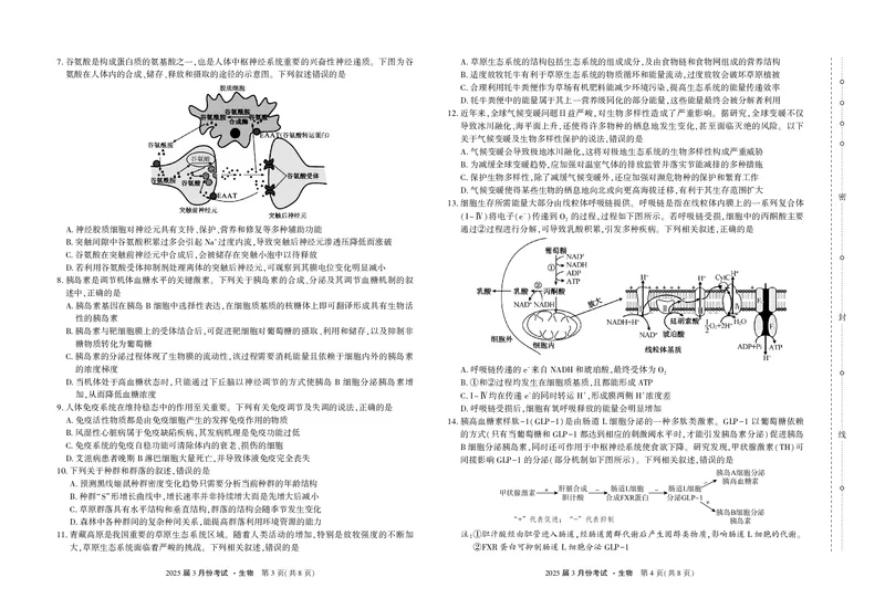 生物-陕西省菁师联盟2025届高三3月联考_2024-2025高三（6-6月题库）_2025年03月试卷_0308陕西省菁师联盟2025届高三3月联考