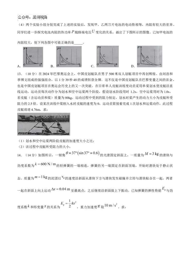 湖北省武汉市江岸区2024-2025学年高三上学期1月期末物理_2024-2025高三（6-6月题库）_2025年01月试卷_0114湖北省武汉市江岸区2024-2025学年高三上学期1月期末（全科）