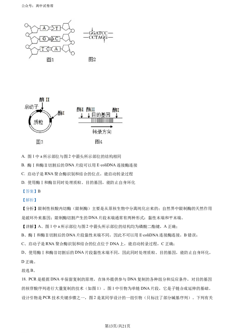 精品解析：湖北省2023-2024学年高二下学期7月期末考试生物试题（解析版）_2024-2025高三（6-6月题库）_2024年07月试卷_湖北省2023-2024学年高二下学期7月期末考试生物试题