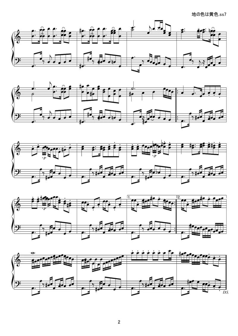 [kituneyuu][normal][2]_一万首著名钢琴曲谱哈农贝多芬合集视频教学电子版高清无水印可打印_05动漫游戏钢琴谱合集_日系东方Project钢琴谱全集_东方project钢琴谱_03　地の色は黄色