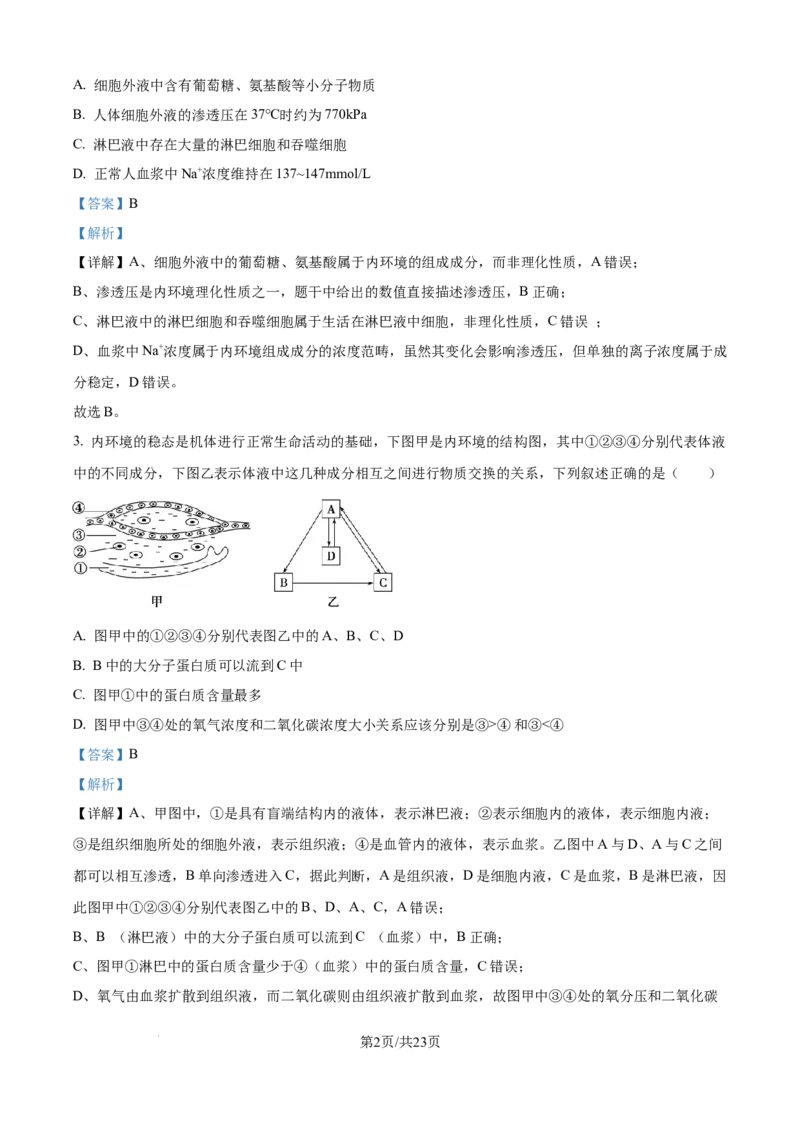精品解析：辽宁省辽西重点高中2025-2026学年高二上学期10月联考生物试题（解析版）_2025年10月高二试卷_251028辽西重点高中2025-2026学年高二上学期10月月考（全）