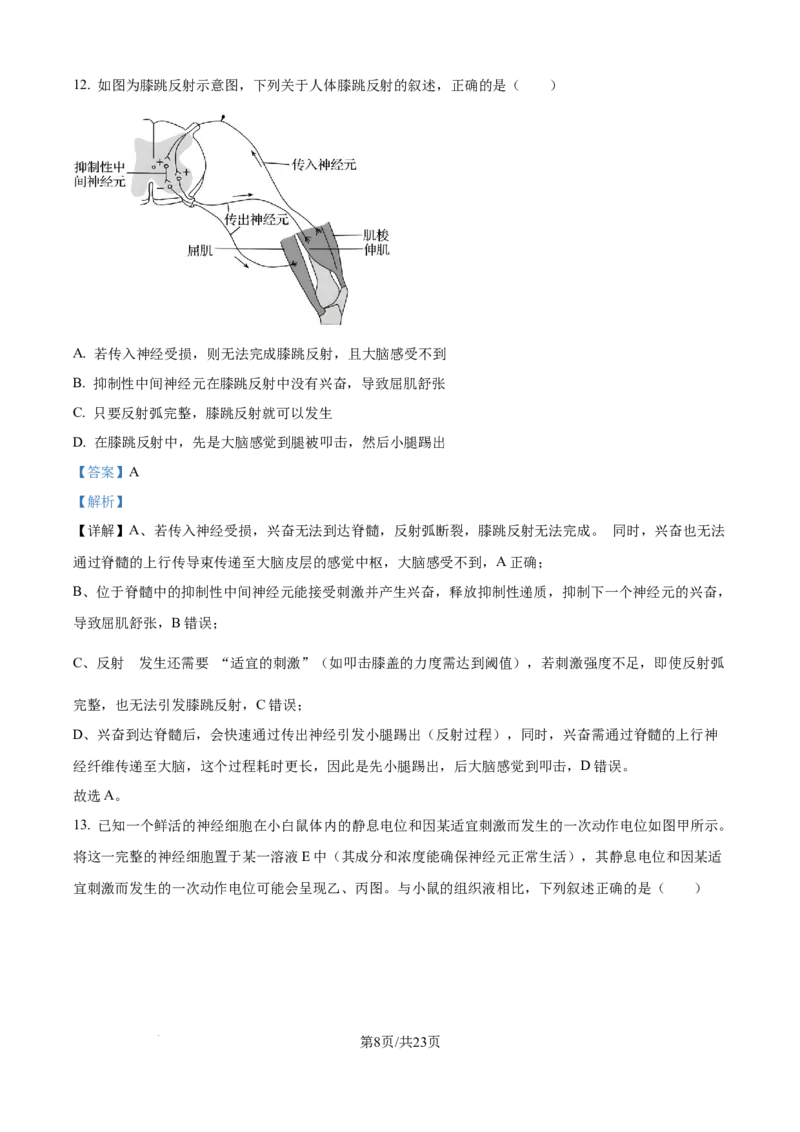 精品解析：辽宁省辽西重点高中2025-2026学年高二上学期10月联考生物试题（解析版）_2025年10月高二试卷_251028辽西重点高中2025-2026学年高二上学期10月月考（全）