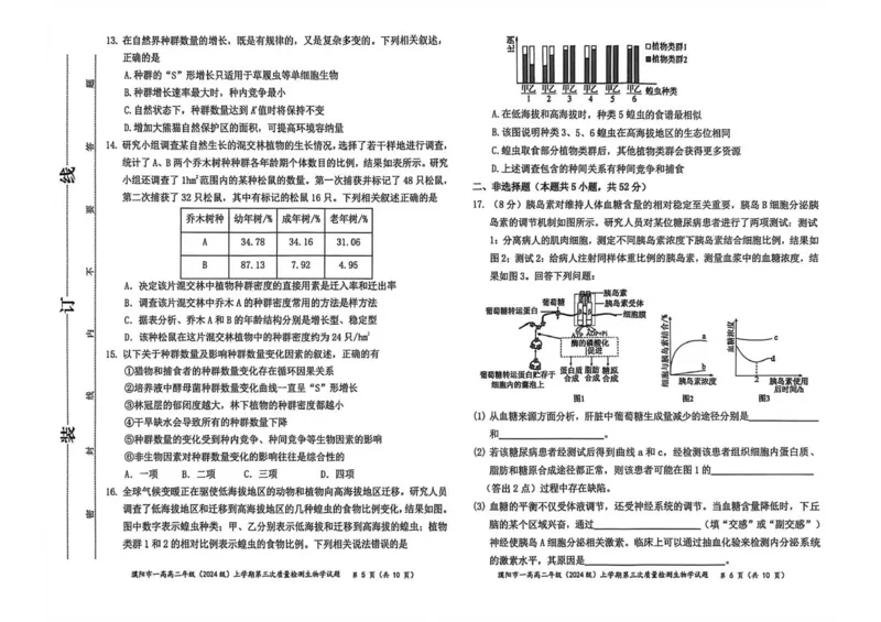 高二生物3_2024-2025高二（7-7月题库）_2026年1月高二_260113河南省濮阳市第一高级中学2025-2026学年高二上学期1月月考