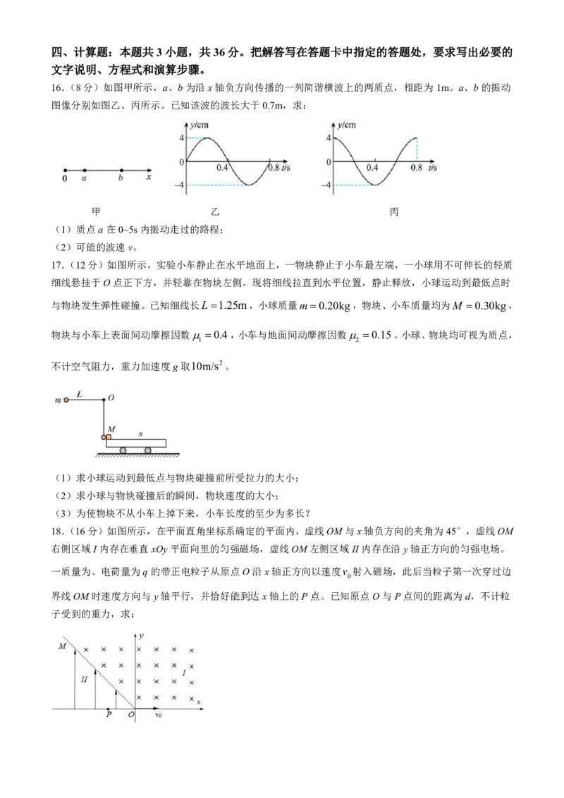 海南省海口市2024-2025学年高三上学期10月摸底考试物理试题_2024-2025高三（6-6月题库）_2024年11月试卷_1104海南省海口市2024-2025学年高三上学期10月摸底考试