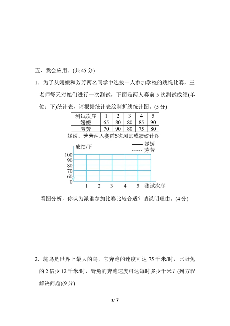 北师大五年级下册数学专项试卷-重难点突破卷3稍复杂应用题的整理与提升_小学1-6年级全部试卷_数学_五年级_3-10-4、小学五年级数学下册_3-10-4-2、练习题、作业、试题、试卷_北师大版
