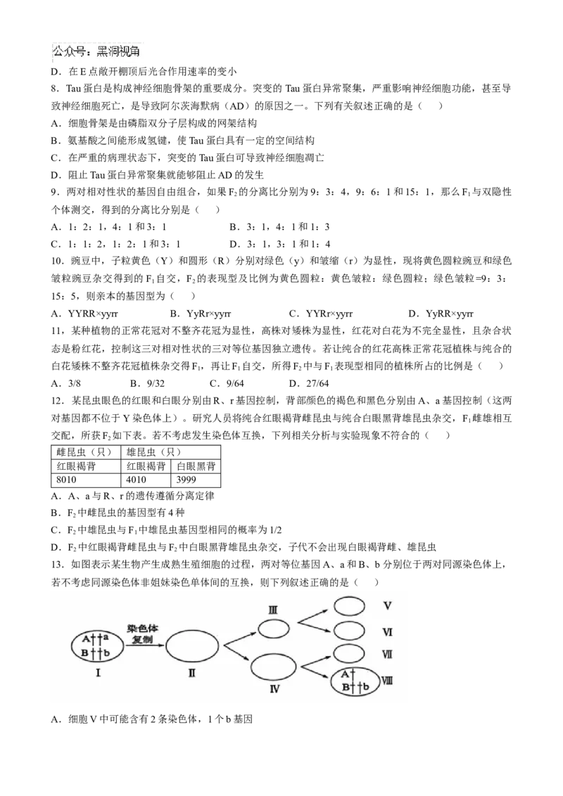 辽宁省重点高中沈阳市郊联体2024-2025学年高三上学期10月月考试题生物Word版含答案_2024-2025高三（6-6月题库）_2024年10月试卷