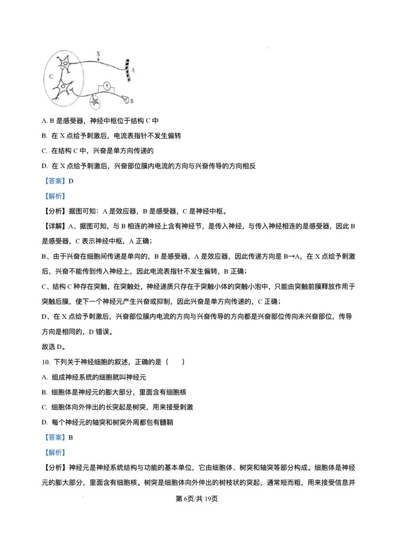 山西省朔州市怀仁市大地高中学校2025-2026学年高二上学期第一次月考生物试卷A（含答案）_2025年10月高二试卷_251012山西省朔州市怀仁市大地高中学校2025-2026学年高二上学期第一次月考