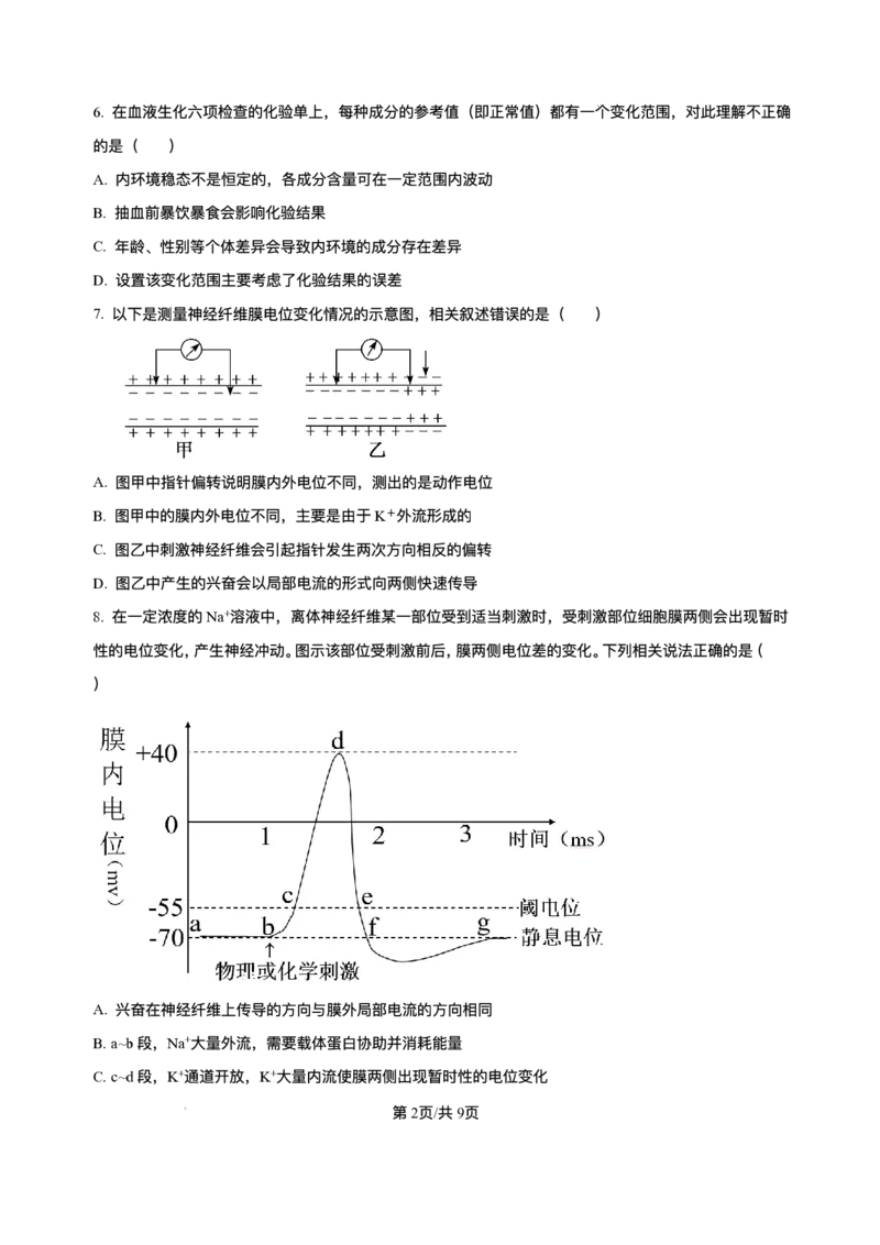 山西省朔州市怀仁市大地高中学校2025-2026学年高二上学期第一次月考生物试卷A（含答案）_2025年10月高二试卷_251012山西省朔州市怀仁市大地高中学校2025-2026学年高二上学期第一次月考