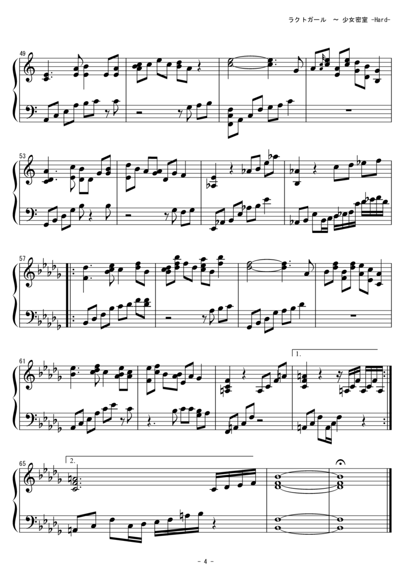 [東方ピアノEasyモード][hard][4]_一万首著名钢琴曲谱哈农贝多芬合集视频教学电子版高清无水印可打印_05动漫游戏钢琴谱合集_日系东方Project钢琴谱全集_东方project钢琴谱