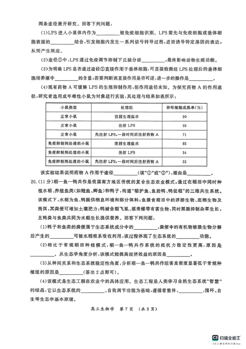开封市2026届高三年级第一次质量检测生物_2024-2026高三（6-6月题库）_2026年01月高三试卷_0107河南省开封市2026届高三年级第一次质量检测（开封一模）（全）