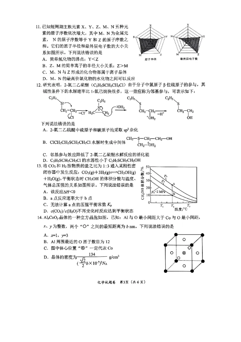 绵阳市高中2022级第一次诊断性考试化学_2024-2025高三（6-6月题库）_2024年11月试卷_1102四川省绵阳市高中2022级第一次诊断性考试_绵阳市高中2022级第一次诊断性考试化学
