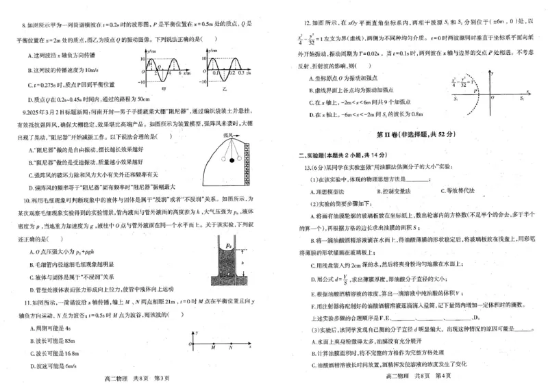 辽宁省重点中学协作校2024-2025学年高二下学期期中物理试卷（PDF版，含答案）_2024-2025高二（7-7月题库）_2025年05月试卷_0519辽宁省重点中学协作校2024-2025学年高二下学期期中考试