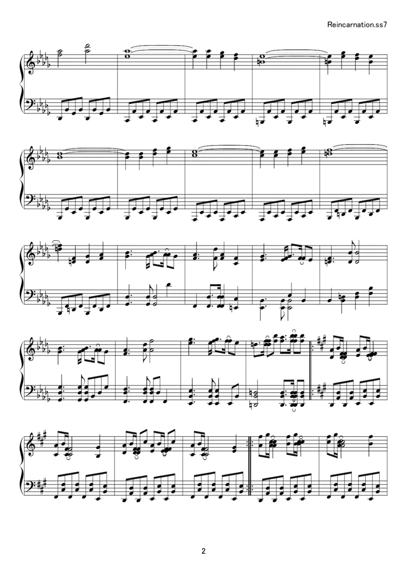 [kituneyuu][normal][4]_一万首著名钢琴曲谱哈农贝多芬合集视频教学电子版高清无水印可打印_05动漫游戏钢琴谱合集_日系东方Project钢琴谱全集_东方project钢琴谱_04　Reincarnation