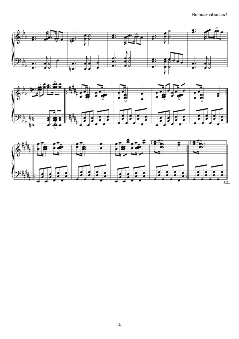 [kituneyuu][normal][4]_一万首著名钢琴曲谱哈农贝多芬合集视频教学电子版高清无水印可打印_05动漫游戏钢琴谱合集_日系东方Project钢琴谱全集_东方project钢琴谱_04　Reincarnation