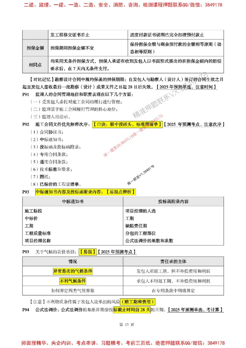 合同管理2025年监理考前划书_监理工程师_2025监理工程师_2025年监理工程师SVIP_2025年监理合同管理SVIP_05-考前密训✿央企特训✿机构普押