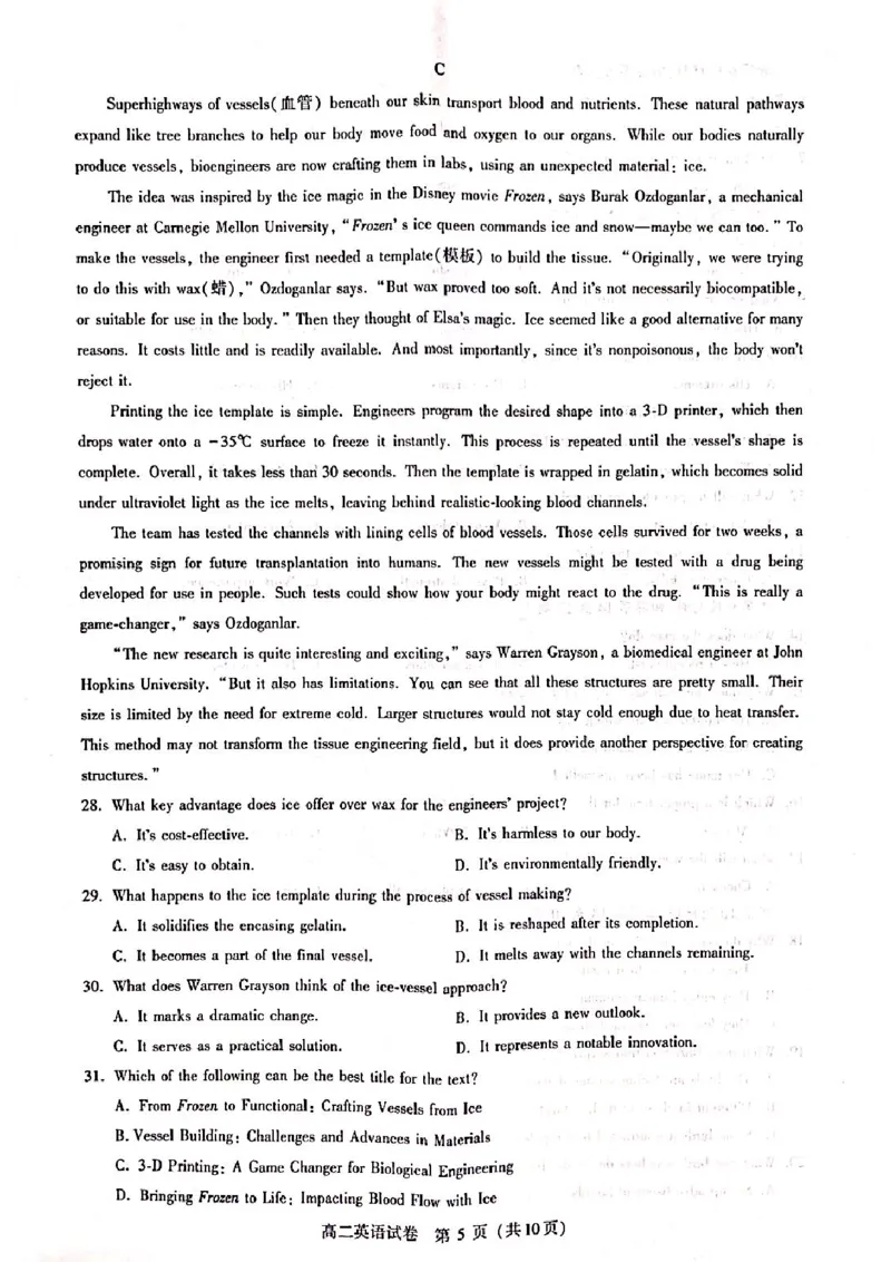 高二英语_2025年11月高二试卷_251112湖北武汉市部分重点中学2025-2026学年高二上学期期中联考（全）_湖北省武汉市部分重点中学2025-2026学年高二上学期期中联考英语试卷含答案