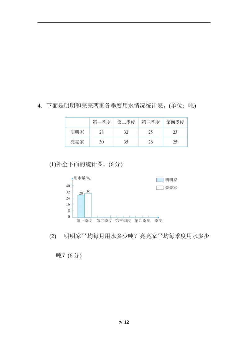 人教版数学四年级下册期末模拟卷（一）及答案_小学1-6年级全部试卷_数学_四年级_3-9-4、小学四年级数学下册_3-9-4-2、练习题、作业、试题、试卷_人教版_2023-6-17更新