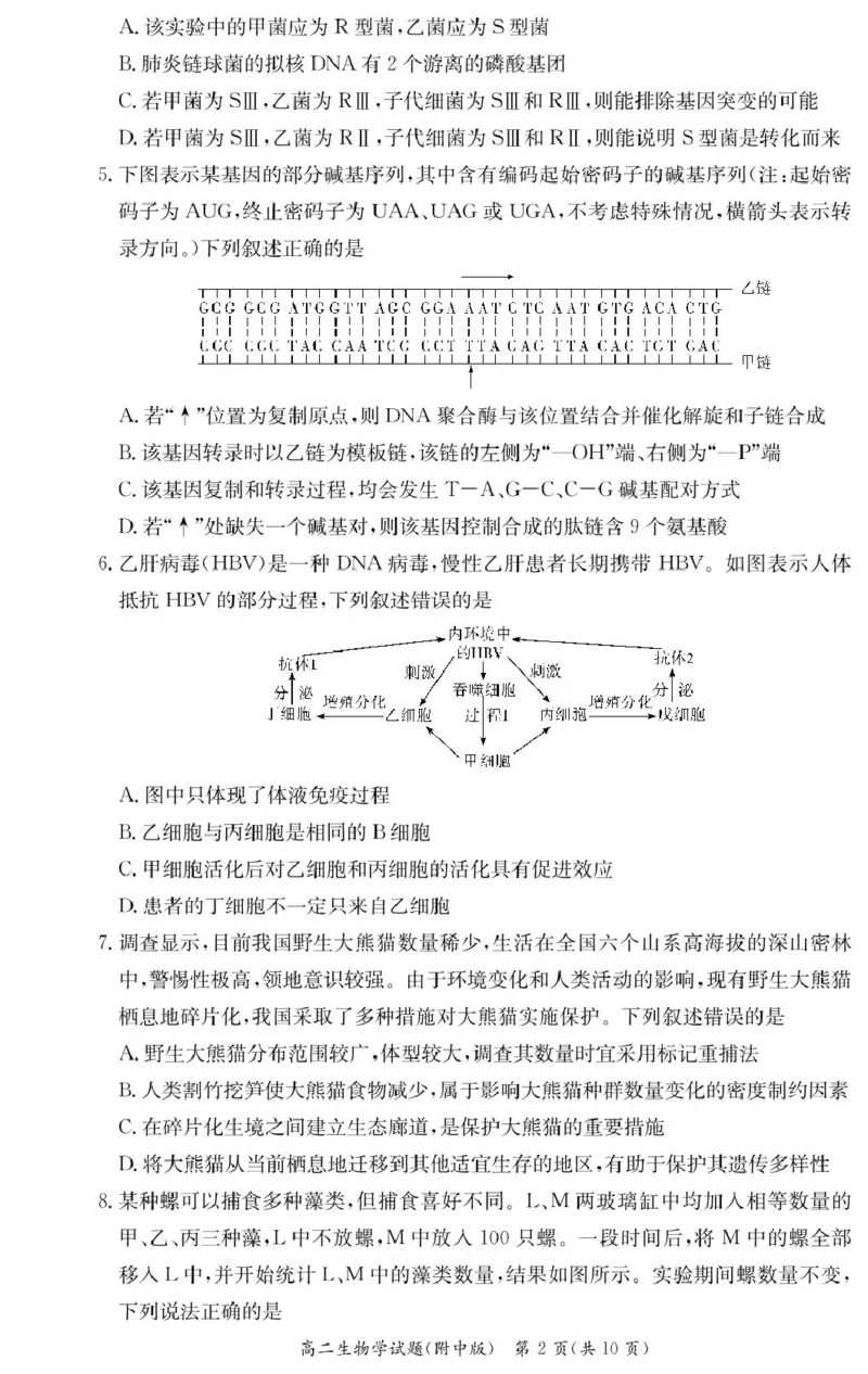 生物试卷（附中高二期中2期）_2024-2025高二（7-7月题库）_2025年05月试卷_0503湖南省长沙市湖南师大附中2024-2025学年高二下学期期中