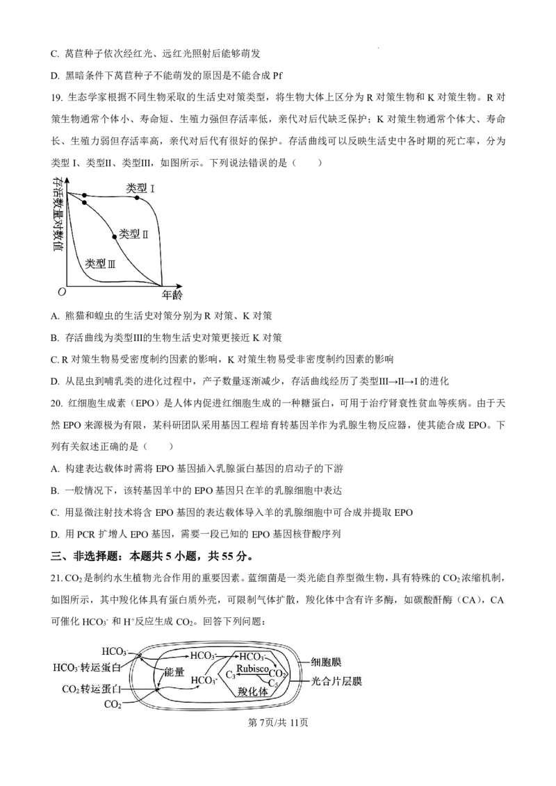 精品解析：山东省济南市第一中学2024-2025学年高三上学期10月月考生物试题（原卷版）_2024-2025高三（6-6月题库）_2024年11月试卷_1101山东省济南市第一中学2024-2025学年高三上学期10月月考