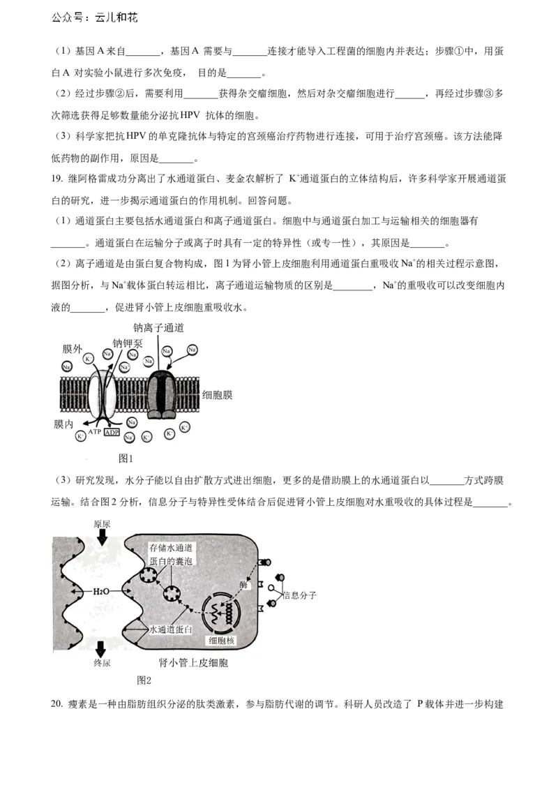 福建省南平市2023-2024学年高二下学期期末考试生物Word版含解析_2024年07月试卷_0726福建省南平市2023-2024学年高二下学期期末考试