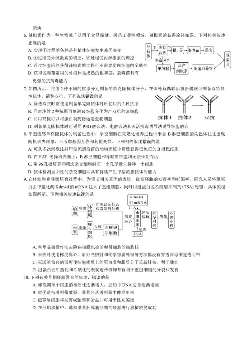 高二生物期中调研试卷2025.04_2024-2025高二（7-7月题库）_2025年05月试卷_0518江苏省扬州市邗江区2024-2025学年高二下学期期中考试