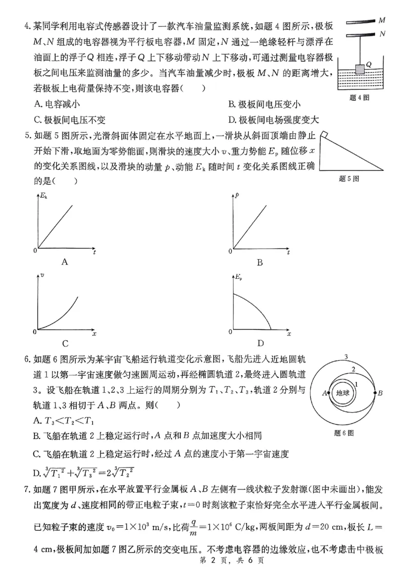 重庆好教育联盟2025届高三12月金太阳联考（25-222C）物理_2024-2025高三（6-6月题库）_2024年12月试卷_1223重庆好教育联盟2025届高三12月金太阳联考（25-222C）(全科）