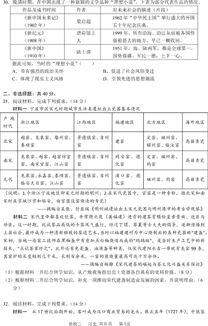 质检二历史卷_2024-2025高三（6-6月题库）_2024年10月试卷_1021河北省2024-2025学年高三上学期质量检测二_河北省2024-2025学年高三上学期质量检测二历史试题（PDF版，含答案）