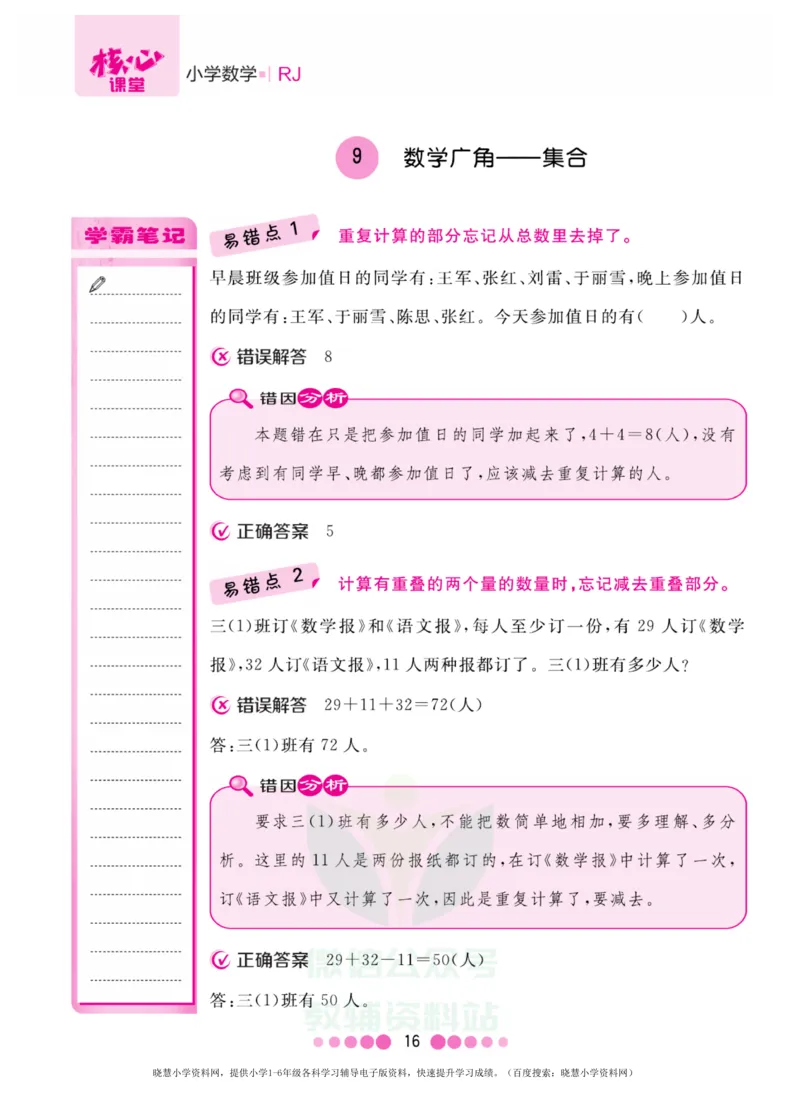 三年级上册数学人教版易错清单_小学1-6年级全部试卷_数学_三年级_3-8-3、小学三年级数学上册_3-8-3-1、复习、知识点、归纳汇总_人教版