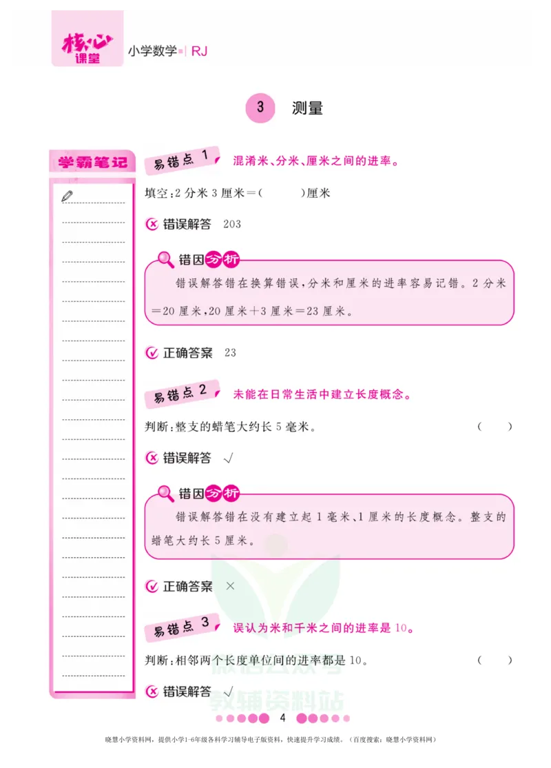 三年级上册数学人教版易错清单_小学1-6年级全部试卷_数学_三年级_3-8-3、小学三年级数学上册_3-8-3-1、复习、知识点、归纳汇总_人教版