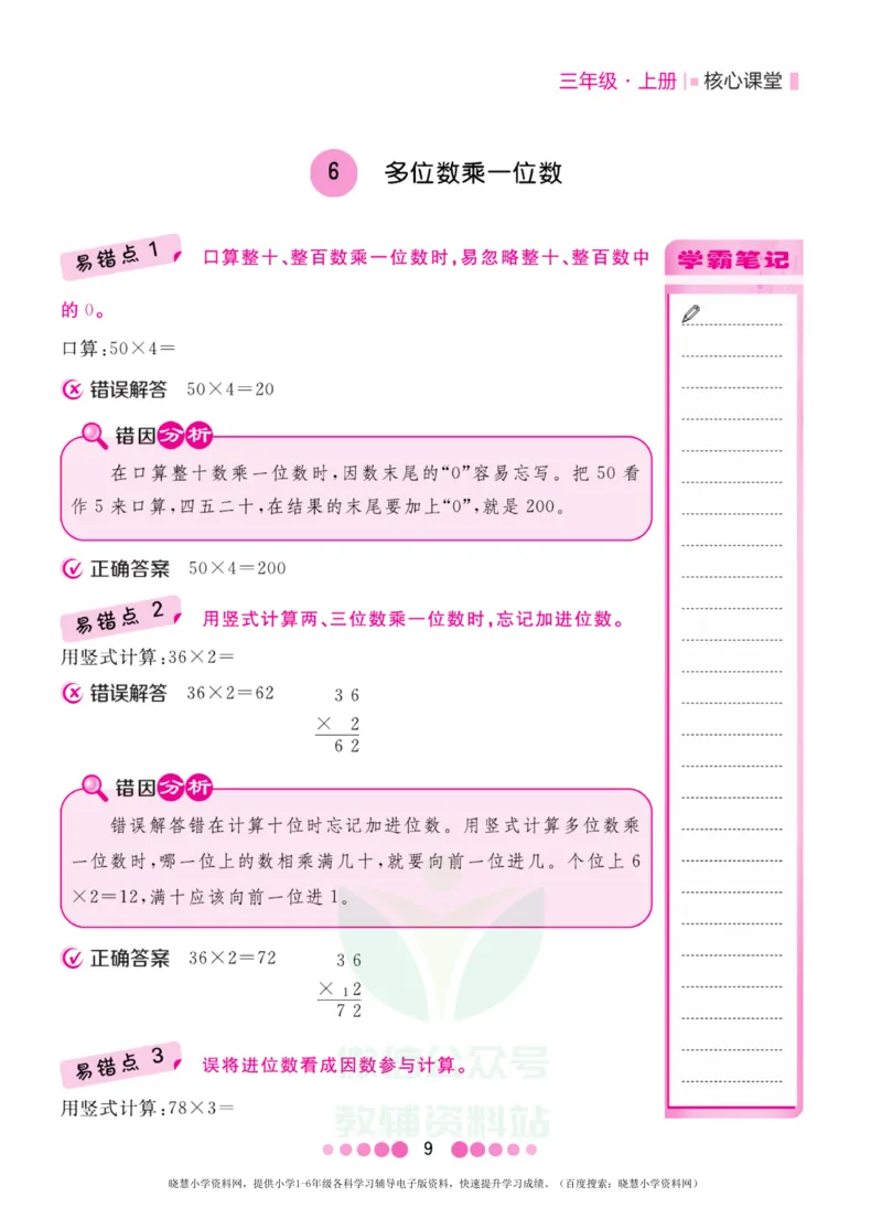 三年级上册数学人教版易错清单_小学1-6年级全部试卷_数学_三年级_3-8-3、小学三年级数学上册_3-8-3-1、复习、知识点、归纳汇总_人教版