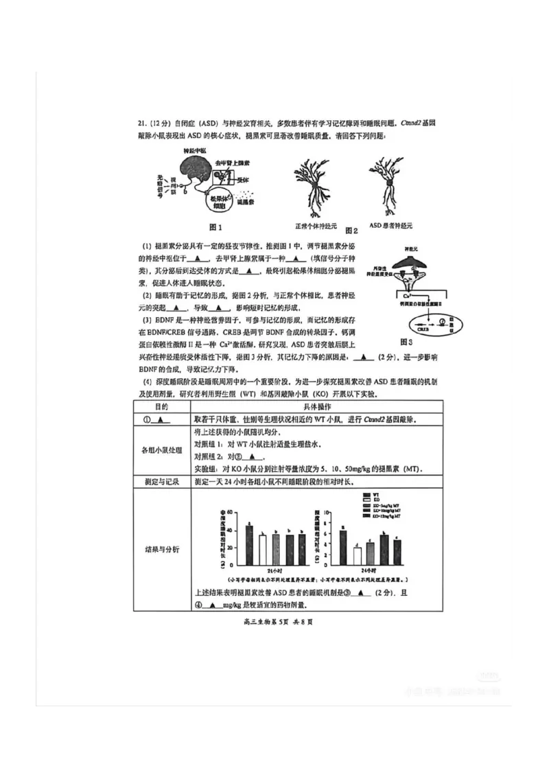 生物答案-江苏省苏州市九校2026届高三南京一轮复习学情联合调研(12.24-12.25)_2024-2026高三（6-6月题库）_2025年12月高三试卷_251230江苏省苏州市九校2026届高三南京一轮复习学情联合调研