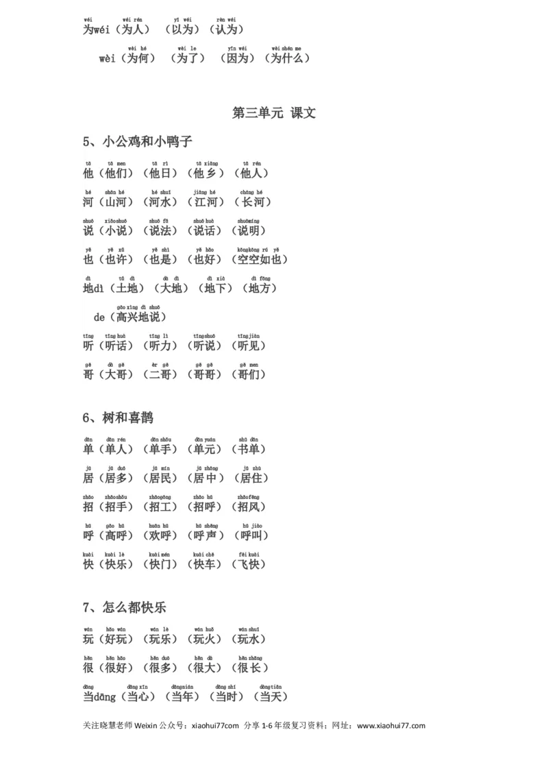 一年级下册生字表组词(含注音声调全)_小学1-6年级全部试卷_语文_一年级_3-6-2、小学一年级语文下册_3-6-2-1、复习、知识点、归纳汇总_通用