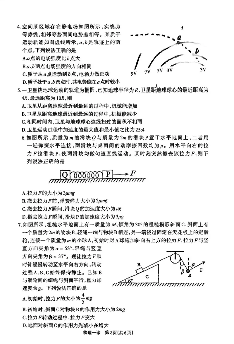 物理试卷_2024-2025高三（6-6月题库）_2024年12月试卷_12052025届四川省德阳市高三第一次诊断考试
