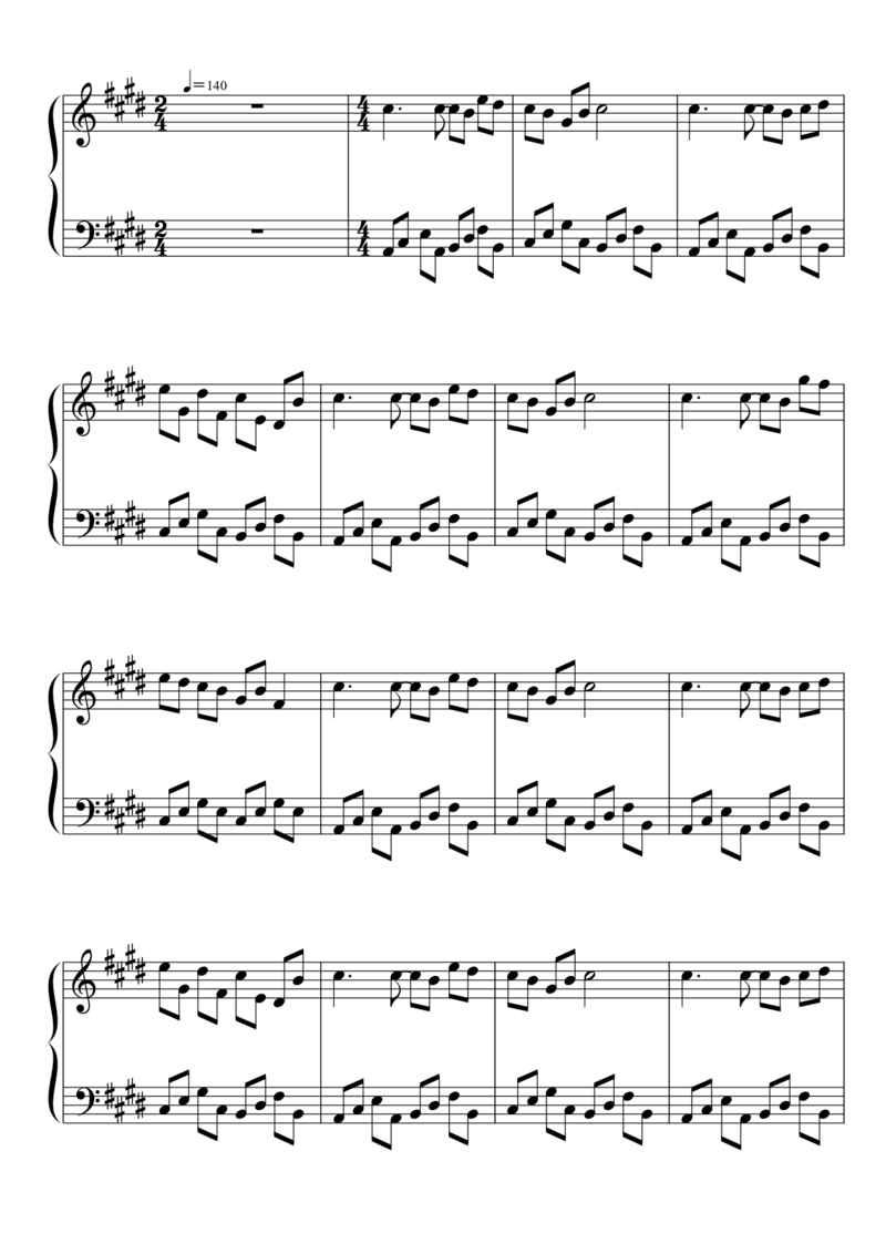 [東方ピアノEasyモード楽譜][easy][4]_一万首著名钢琴曲谱哈农贝多芬合集视频教学电子版高清无水印可打印_05动漫游戏钢琴谱合集_日系东方Project钢琴谱全集_东方project钢琴谱_681